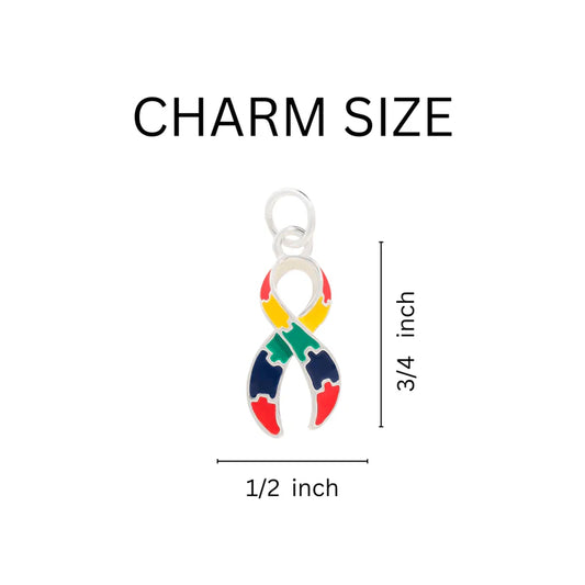 Autism Ribbon Silver Beaded Bracelet