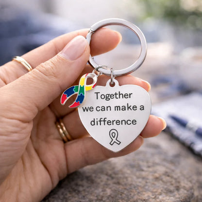 Big Heart Autism Awareness Ribbon Key Chain