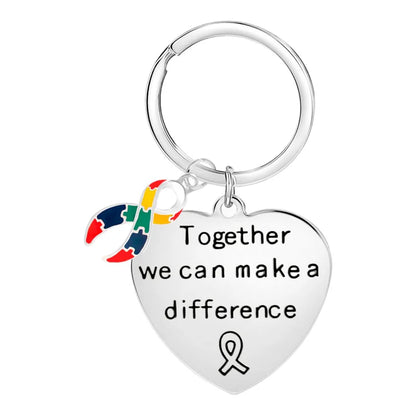Big Heart Autism Awareness Ribbon Key Chain