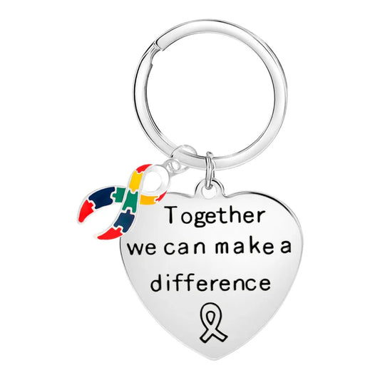 Big Heart Autism Awareness Ribbon Key Chain