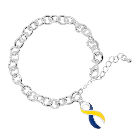 Blue & Yellow Ribbon Chunky Charm Bracelet
