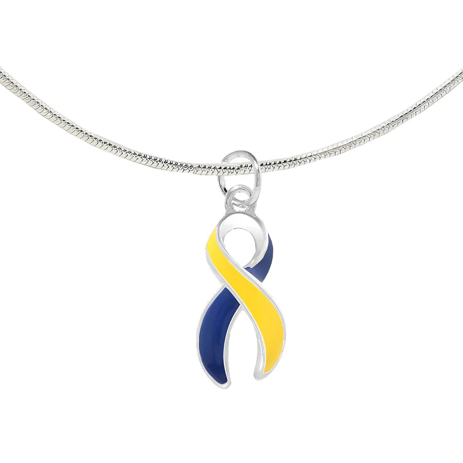 Blue & Yellow Ribbon Necklace