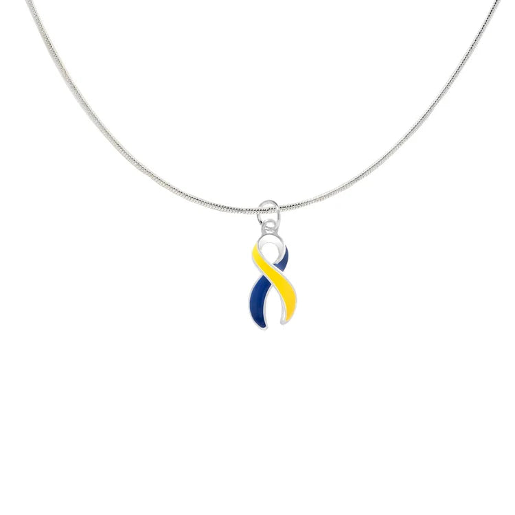 Blue & Yellow Ribbon Necklace