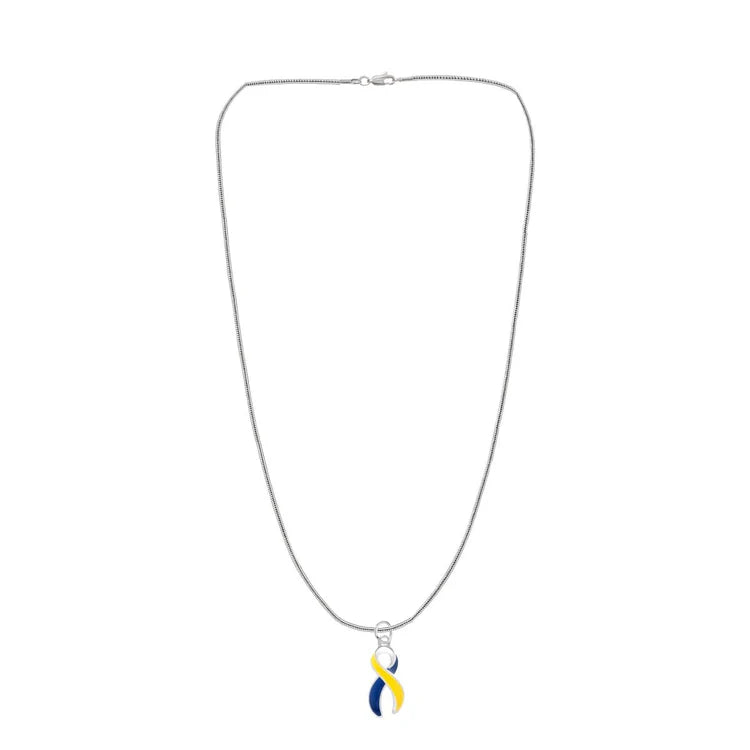 Blue & Yellow Ribbon Necklace