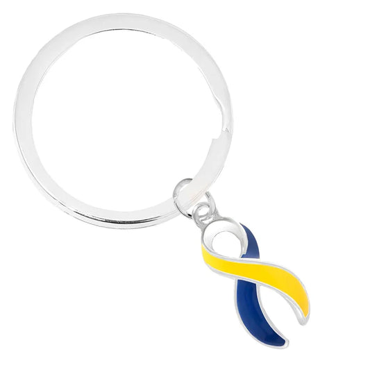 Blue & Yellow Ribbon Split Style Key Chain