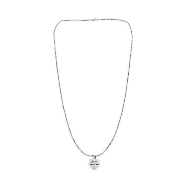 Breast Cancer Awareness Heart Necklace