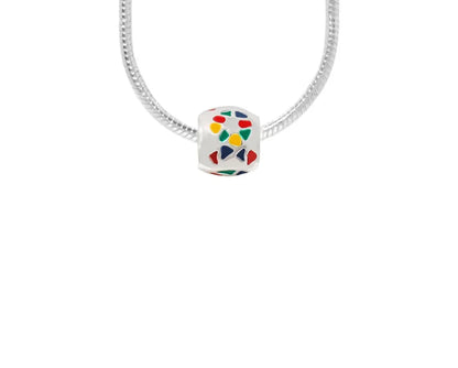 Autism Ribbon Barrel Charm Necklace