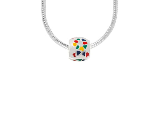 Autism Ribbon Barrel Charm Necklace