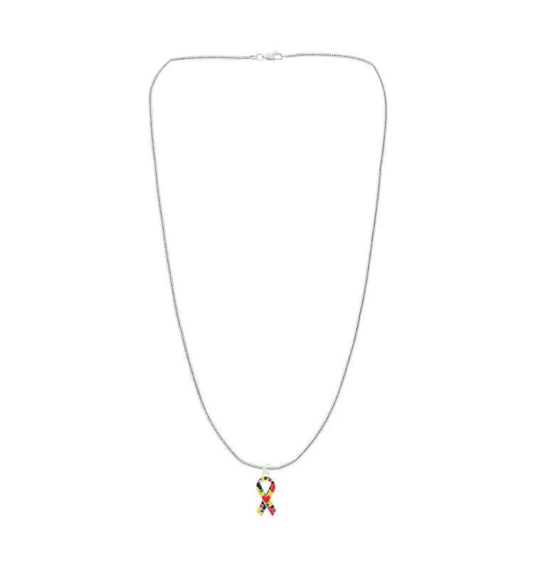 Autism Ribbon with Heart Necklace