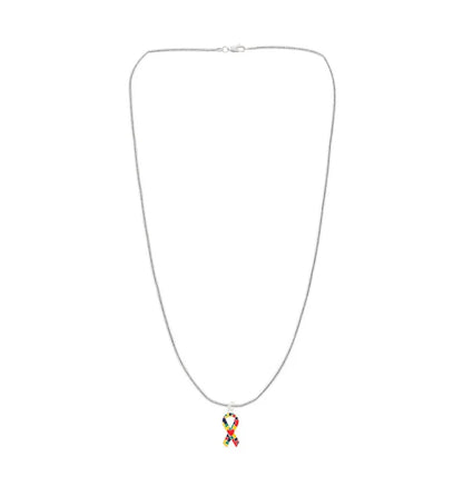 Autism Ribbon with Heart Necklace