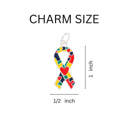 Autism Ribbon with Heart Necklace