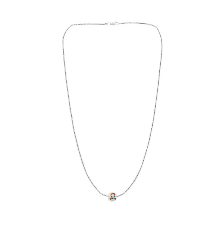 Autism Ribbon Barrel Charm Necklace