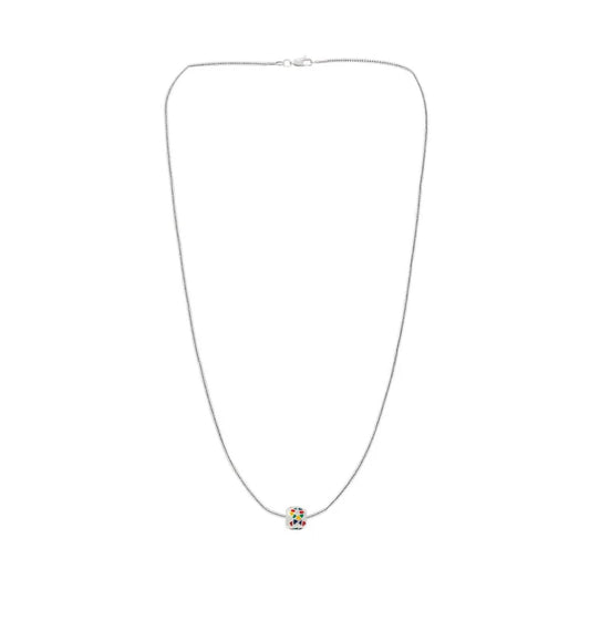 Autism Ribbon Barrel Charm Necklace