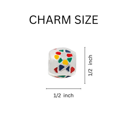 Autism Ribbon Barrel Charm Necklace