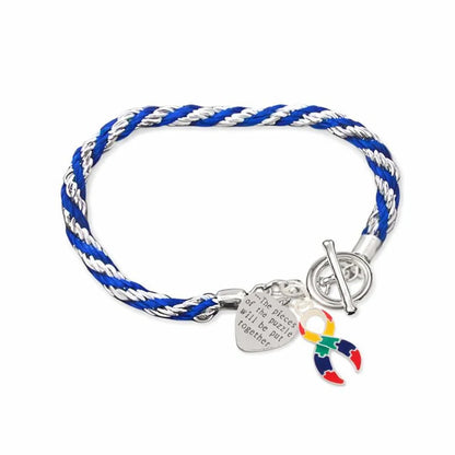 Autism Pieces of The Puzzle Rope Style Ribbon Bracelet